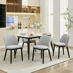 Upholstered Dining Chairs Set, Fabric Side Chairs with Padded Seat and Wooden Legs, Modern Chairs for Dining Room, Kitchen, Living Room - 1 of 4