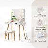 Vanity Table with 6 LED Light Makeup Mirror 2 Drawers USB Port Makeup Dressing Desk for Small Spaces Bedside,for Women Girls - 4 of 4