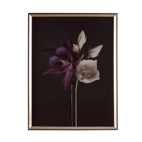 Night Floral Glass Framed Wall Canvas Decorative Wall Art Target
