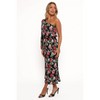 Petal and Pup Pontee One Shoulder Pleated Midi Dress - Black Rose Print M - 2 of 4