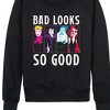 Women's - Disney - Evil Queen Cruella Ursula Maleficent Bad Looks So Good Lightweight French Terry Wide Neck Long Sleeve Shirt - 2 of 4