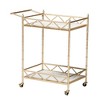 Mela Metal and Marble 2 Tier Wine Cart Gold/White Marble - Baxton Studio - 3 of 4