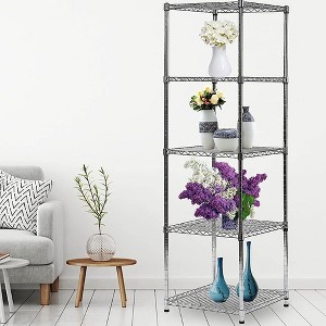 Juggernaut Storage Steel Wire 5-Tier Square Cubical Slim Spacesaver Storage Shelving Unit Home Organization Tower with Adjustable Height, Chrome - 1 of 4