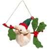 Northlight Holly and Berry Mouse Christmas Hanging Decoration - 9" - Green and Ivory - 3 of 4