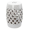 XIYUYEU 13" x 18" Decorative Patio End Table, Ceramic Garden Stool, Outdoor Side Table with Woven Lattice Design & Glazed Strong Materials, White - 2 of 4