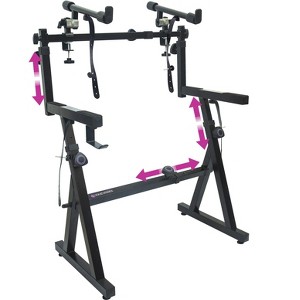Liquid Stands Dual Piano Keyboard Stand w/ 2nd Tier - Z Style Adjustable & Portable 2 Tier Heavy Duty Stand for Digital Keyboards for 54-88 Key Pianos - 1 of 4