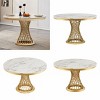 PAGED 46.85" Dining Table, Round Kitchen Table with Faux Marble Tabletop and Stainless Steel Base, Coffee Table for Kitchen Dining - 3 of 4