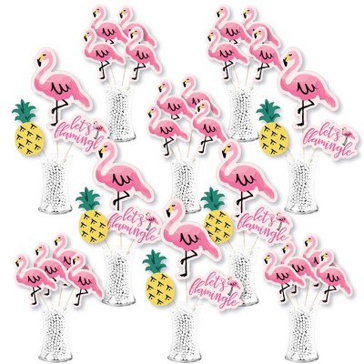 Big Dot of Happiness Pink Flamingo - Party Like a Pineapple - Tropical Summer Party Centerpiece Sticks - Showstopper Table Toppers - 35 Pieces