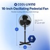 Cool-Living 16" Electric Oscillating Pedestal Fan with 3 Speed Options, 90-Degree Rotating Head, and Adjustable Height and Tilt, Black - 2 of 4