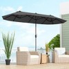 Akoasm 13 Feet Double-Sided Patio Umbrella with Crank Handle-Gray - 4 of 4