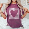 Simply Sage Market Women's Checkered Heart Cut Out Short Sleeve Garment Dyed Tee - 2 of 4