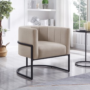 CAVINAS Luxury Velvet Upholstery Accent Armchair with Golden Metal Stand,Chic Leisure Chair Lounge Chair with Curved Back for Living Room - 1 of 4