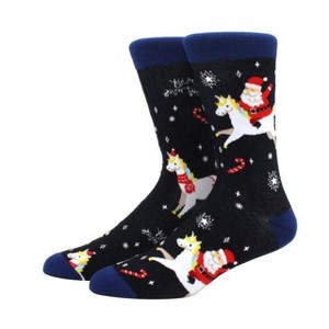 Santa Claus Riding a Unicorn Socks - Large from the Sock Panda - Great for Christmas Time (Men's Sizes Adult Large) - 1 of 3