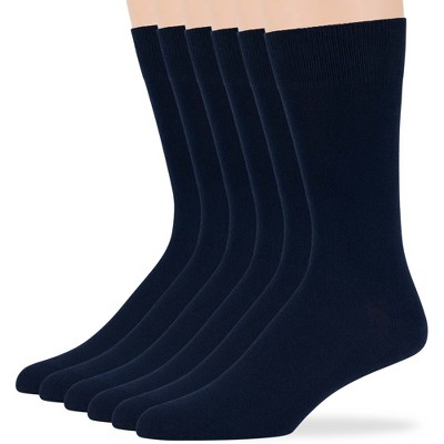 Men Dress Solid Socks Cotton - 6 Pack - Casual, Crew, Lightweight, Business - Shoe 9-12 L, 12-15 XL - Black, Brown, Beige| 7BIGSTARS KINGDOM