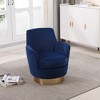 Swivel Barrel Chair, Round Accent Armchair With Gold Stainless Steel Base, Modern 360° Reading Chair for Living Room or Bedroom - 4 of 4