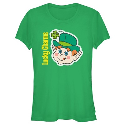 Junior's Women Lucky Charms Leprechaun Face T-Shirt