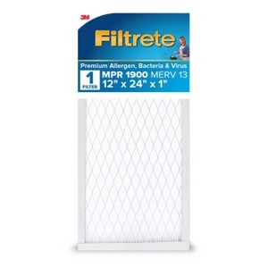 Filtrete 12x24x1 Premium Allergen Bacteria and Virus Air Filter 1900 MPR: MERV 13, Electrostatic, Captures Dust & Pollen - 1 of 4