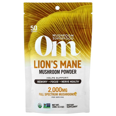 Om Mushrooms Lion's Mane, Mushroom Powder, 3.5 oz (100 g)