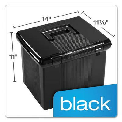 Black High Impact Plastic Portable Hanging File Box with Hinged Lid