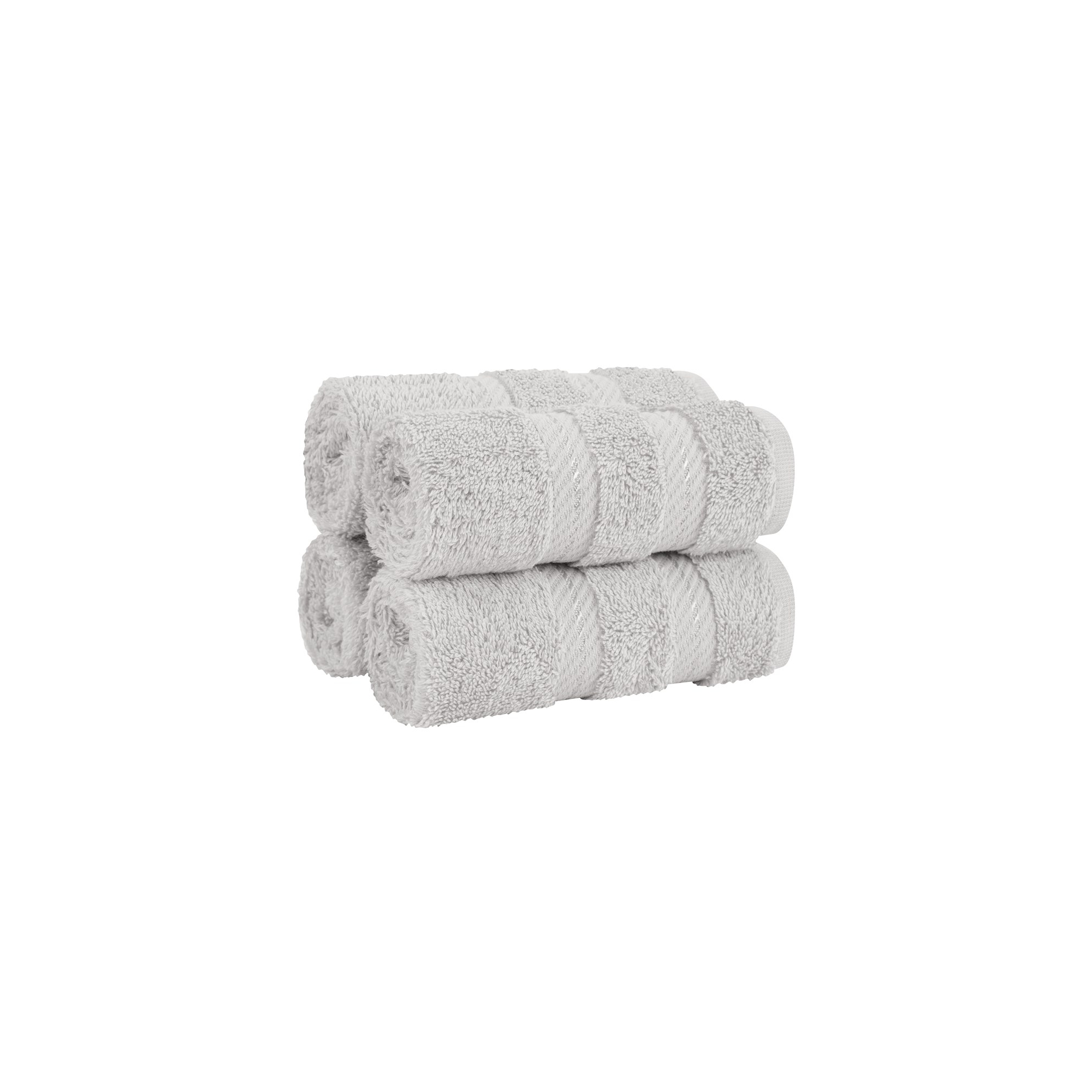 American Soft Linen 4 Pack Washcloth Set, 100% Cotton Washcloth Hand Face Towels for Bathroom and Kitchen,Silver