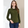 INSPIRE CHIC Women's Peter Pan Collar Bow Tie Neck Puff Long Sleeve Workwear Button Blouses - 3 of 4