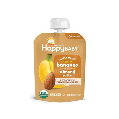 Happy Baby Nutty Blends Organic Bananas & Almond Butter Baby Food Pouch - 3oz