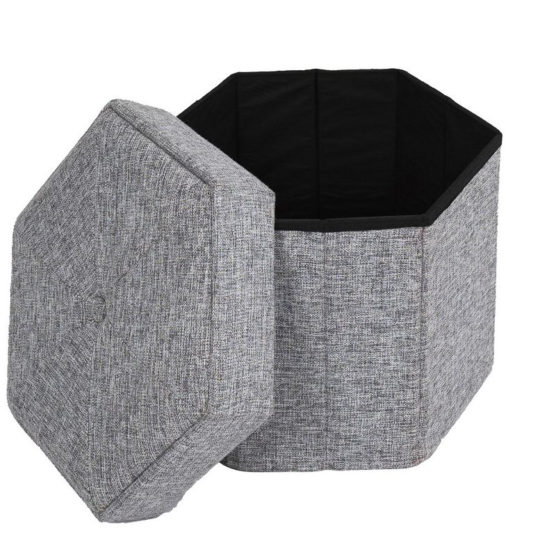 Vintiquewise Decorative Grey Foldable Hexagon Ottoman for Living Room, Bedroom, Dining, Playroom or Office, 1 of 11