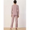 cheibear Women's Long Sleeve Pullover Top with Pants Sleepwear Pajama Sets - 3 of 4
