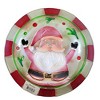 Transpac 12.0 Inch Jolly Santa Platter Fused Glass Christmas Holly Serving Platters - 2 of 3