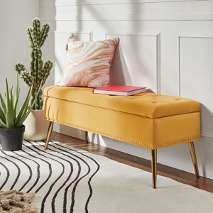 Hippolytus Storage Bench with Nailhead Trim and Button-tufted for Bedroom| ART OF LIVING DESIGNS - 1 of 4