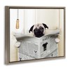 Stupell Industries Pug Reading Newspaper in Bathroom Floating Frame Canvas Art - 2 of 4