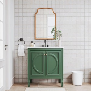 PexFix Green Bathroom Vanity Set with Arched Mirror 30 Inch Single Sink Vanity Cabinet with Soft-Close Doors & Drawers for Bathroom Storage and Décor - 1 of 4
