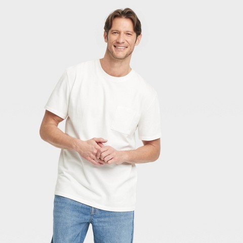 Мужские свитеры Goodfellow & Co Men's Vintage Short Sleeve Pocket T-Shirt - Goodfellow & Co™ White S: Heavyweight Cotton Crew Neck, Pullover