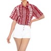 LA LEELA Womens Button Down Short Sleeve Summer Short Sleeve Tops Hawaiian Club party Casual Dress Shirt for Women - 4 of 4