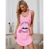 Women Tank Sleep Dress Sleeveless Lace Back Nightgowns Comfy Sleepshirt Cute Printed Sleepwear Sexy Crossover Sleep Dress - 2 of 4