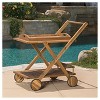 Riviera Acacia Wood Patio Bar Cart With Tray: Mobile Storage, Weather-Resistant - Christopher Knight Home - 3 of 4