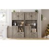 Modern Kitchen Sideboard with Microwave Stand, Tall Wooden Bar Cabinet with Drawers and Adjustable Shelves for Dining and Living Room, Pastoral Grey - 3 of 4
