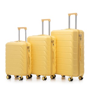 Lyngins 3-Piece Stylish Vertical Stripe Family Hardside Luggage Set – 20" Carry on Luggage, 24" & 28" Suitcases, Waterproof Anti-Scratch ABS Shell - 1 of 4