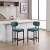 Set Of 2 Modern Bar Stool with Metal Legs,Upholstered Counter High Chairs for Dining Room or Kitchen Island-Maison Boucle - 2 of 4