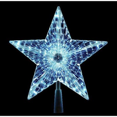 Kurt S. Adler 8" Lighted Snowfall Silver Star Vapor Christmas Tree Topper - Polar White Lights