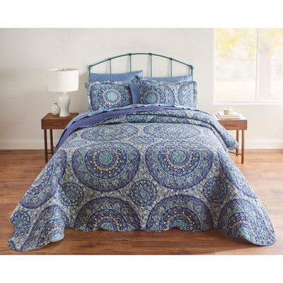 BrylaneHome 3 Piece Medallion Bedspread Set