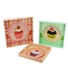 Northlight Set of 3 Cupcake Theme Square Wooden Serving Trays 16 - Green/Brown - 4 of 4