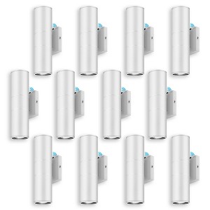 DAKAFUL  Modern Cylinder Outdoor Wall Light, Integrated LED 12W Warm Light, Auto On/Off Sensor, Waterproof Wall Sconcefor Patio Porch Entryway - 1 of 4