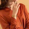 Free bird Cross Birthstone Bracelet | Dainty 14K Gold Plated Cross Charm Bracelet | Stretchable Elastic Gold Beaded Bracelet - 2 of 4