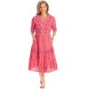 Collections Etc Two-Toned Embroidered Flounce Hem Woven Cotton Dress - 3 of 4