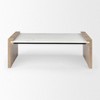 HomeRoots 48" Natural and White Solid Wood And Genuine Marble Coffee Table - 4 of 4