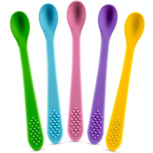 Baby Spoons - Infant Spoons First Stage - Silicone Baby Spoon For Self Feeding - First Stage Baby Feeding Spoon Set Gum Friendly - BPA Free - 1 of 4