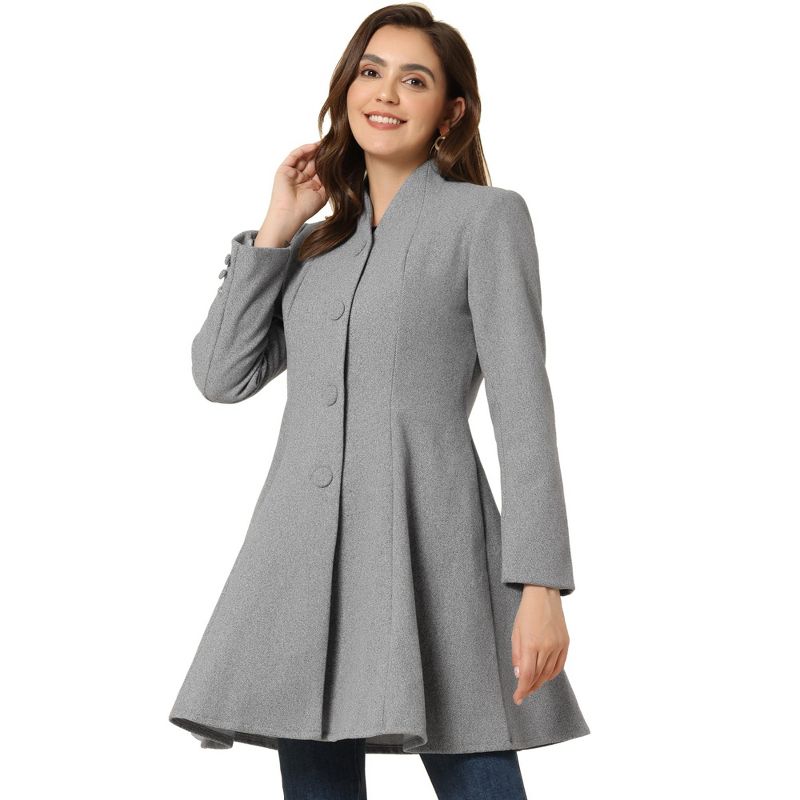 Allegra K Women's Single Breasted Long Sleeve Mid-Long Winter Coat, 1 of 6