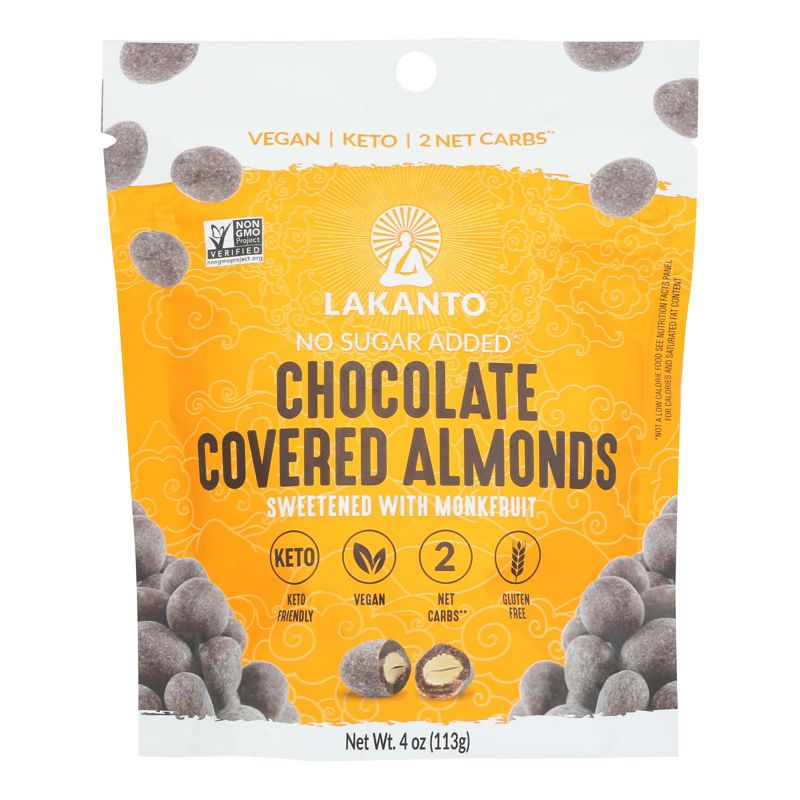 Lakanto No Sugar Added Chocolate Covered Almonds Sweetened With Monk Fruit - Case of 8/4 oz, 2 of 8