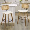 Bekrvio 26" Mid Century Modern Counter Height Bar Stools - Rattan Cane Back, Wood, PU Leather Upholstered for Kitchen Island Dining - 2 of 4